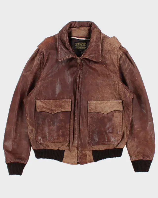 Vintage Diamonds Leather Aerospace Air & Navy GW1 Leather Flight Jacket - L sold by Rokit