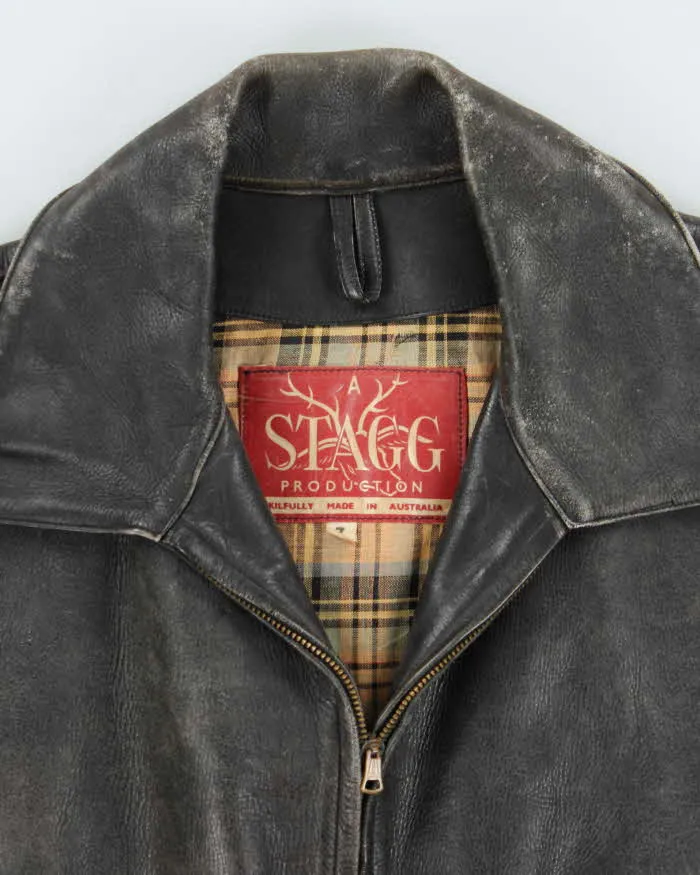 Vintage 1970s Stagg Australian Plaid Lined Long Leather Jacket - XL sold by Rokit product image thumbnail 3