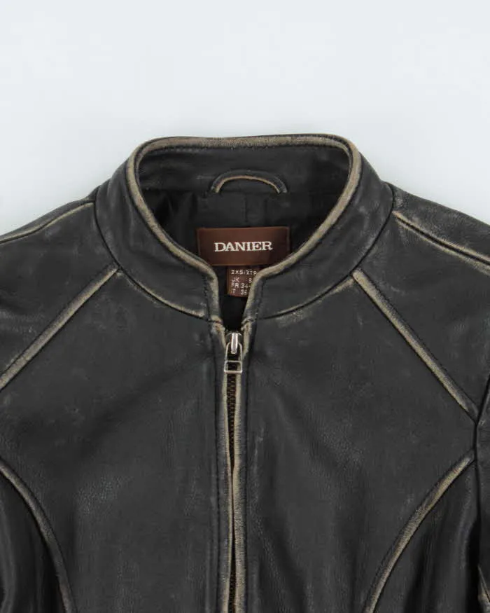 Vintage Y2K 00s Black Danier Distressed Look Leather Racer Jacket - XXS sold by Rokit product image thumbnail 3