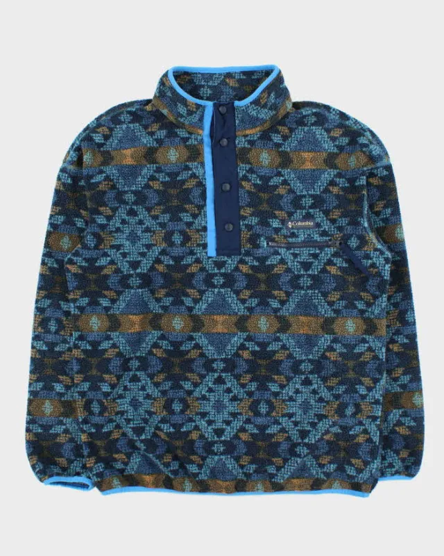 Columbia Blue Aztec Quarter-Button Fleece - L sold by Rokit