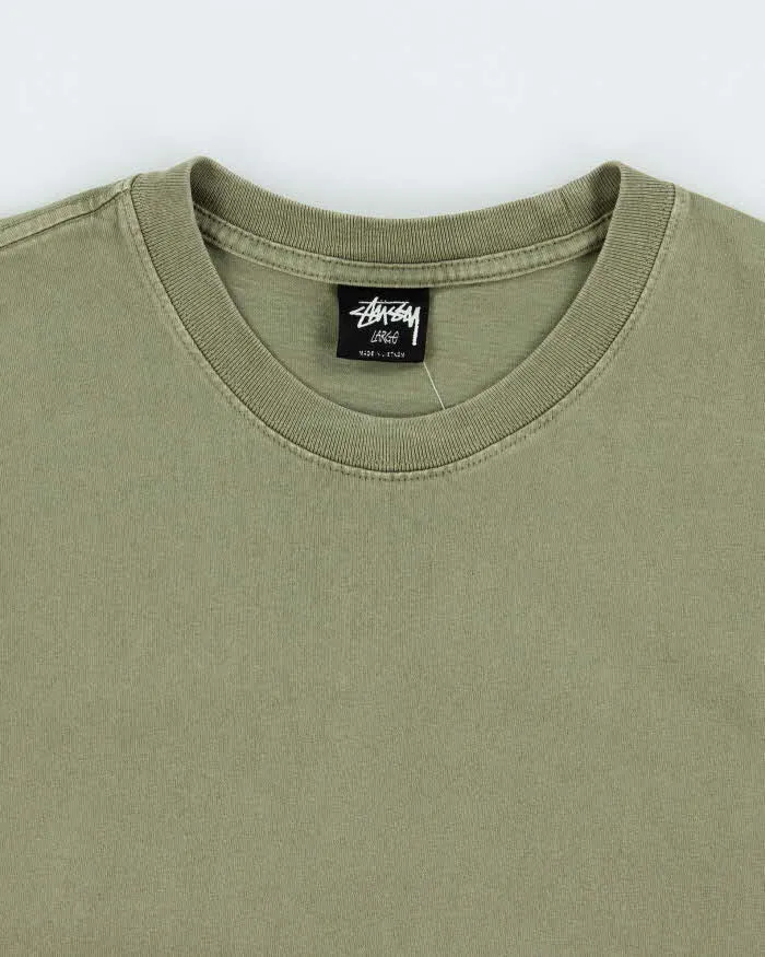 Vintage Stussy Khaki Thick Cotton Crewneck T-Shirt - L sold by Rokit product image thumbnail 3