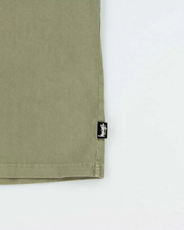 Vintage Stussy Khaki Thick Cotton Crewneck T-Shirt - L sold by Rokit product image thumbnail 4