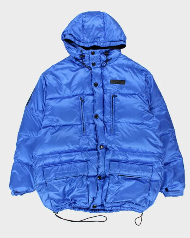 Vintage 1990s DKNY Active Blue Shimmer Oversized Hooded Puffer Jacket - L made by DKNY
