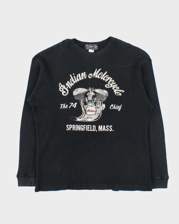Vintage 1990s Indian Motorcycle Waffle Knit Cotton Long Sleeve T-Shirt - L sold by Rokit