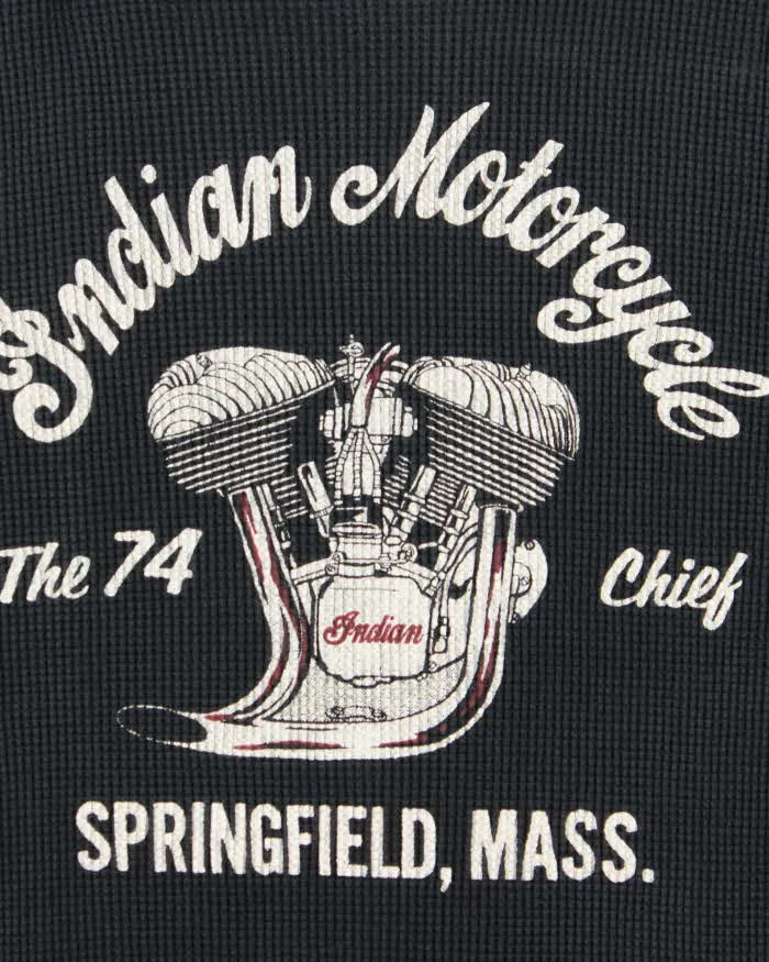 Vintage 1990s Indian Motorcycle Waffle Knit Cotton Long Sleeve T-Shirt - L sold by Rokit product image thumbnail 4