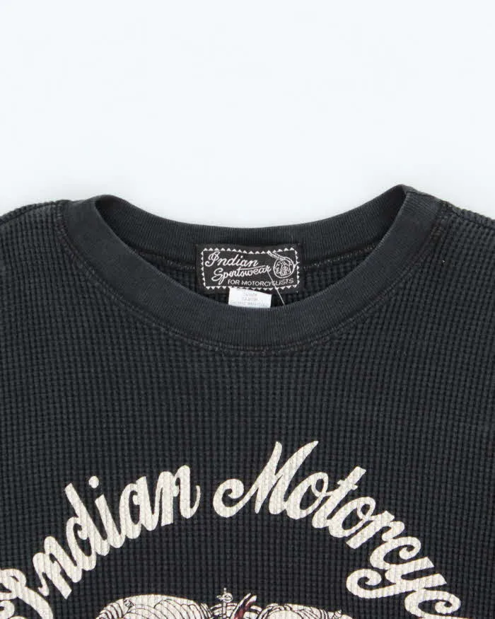 Vintage 1990s Indian Motorcycle Waffle Knit Cotton Long Sleeve T-Shirt - L sold by Rokit product image thumbnail 3