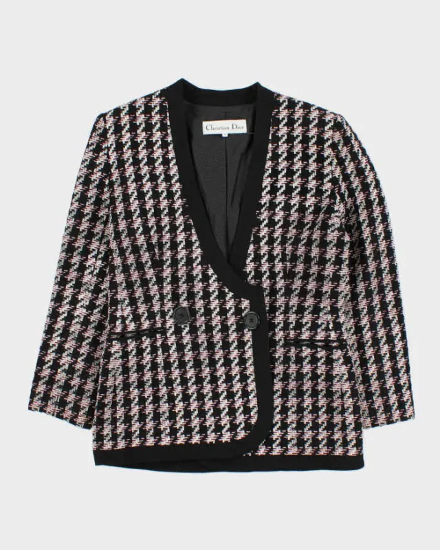 Vintage 1980s Christian Dior Houndstooth Tweed Blazer Jacket - L sold by Rokit