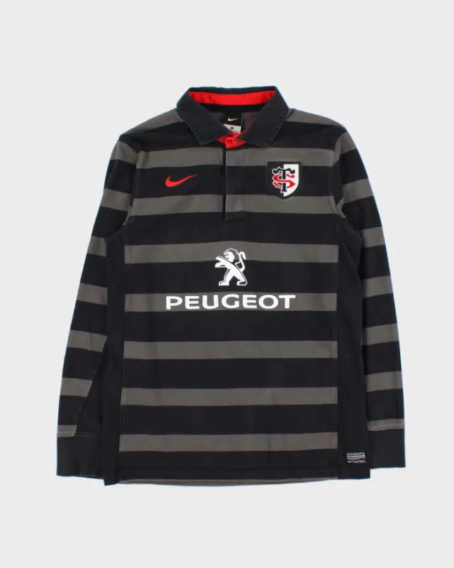 Vintage 00s Nike Toulouse RFC Striped Rugby Shirt - M sold by Rokit