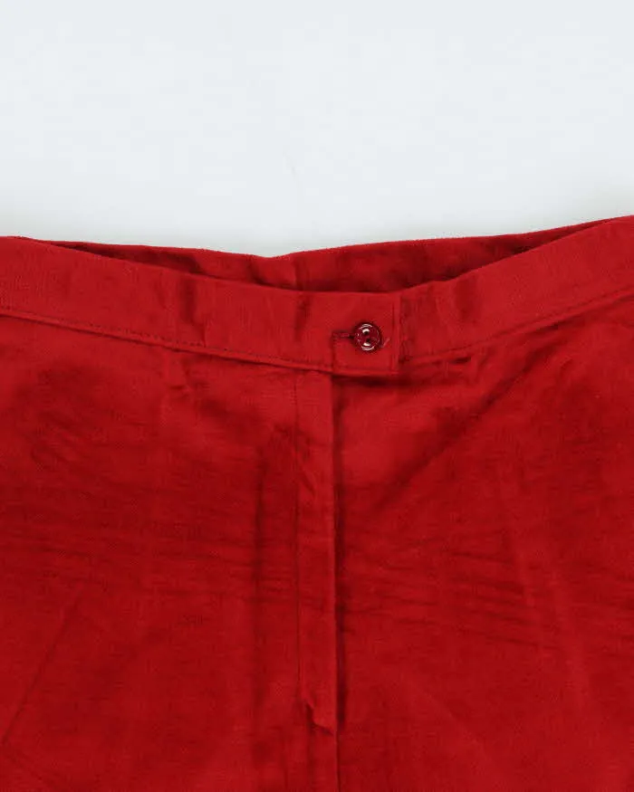 Vintage 1970s Women's Red Velour High Waisted Flared Trousers - W27 L35 sold by Rokit product image thumbnail 3