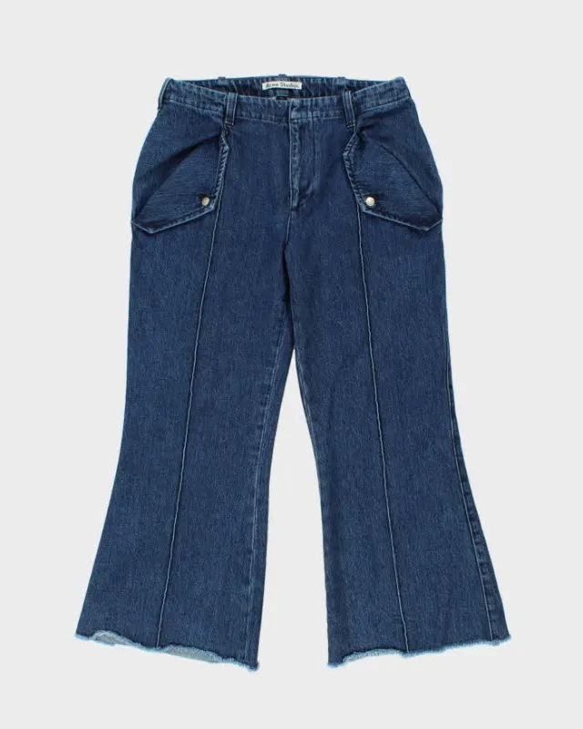 Acne Studios Mid Rise Fringe Hem Pleated Flared Jeans - W30 L25 sold by Rokit