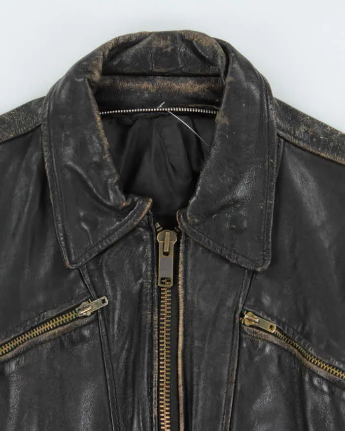 Vintage 1960s Black Zip Up Leather Jacket - M sold by Rokit product image thumbnail 3