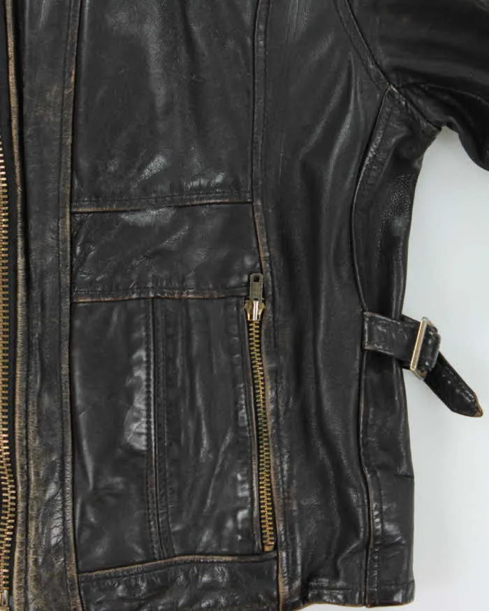 Vintage 1960s Black Zip Up Leather Jacket - M sold by Rokit product image thumbnail 4
