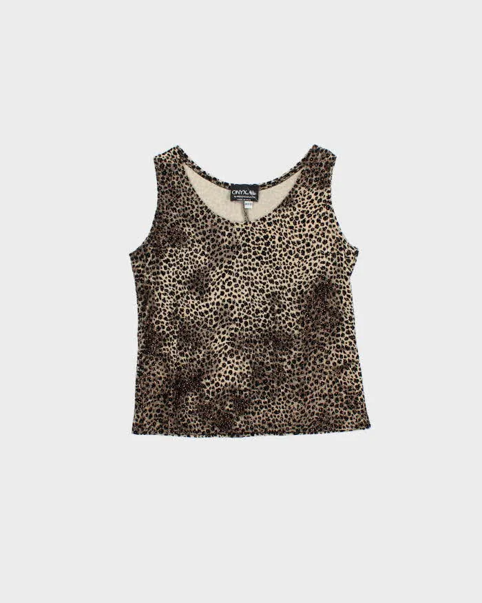 Vintage 1990s Women's Leopard Print Sequined Party Top - M sold by Rokit