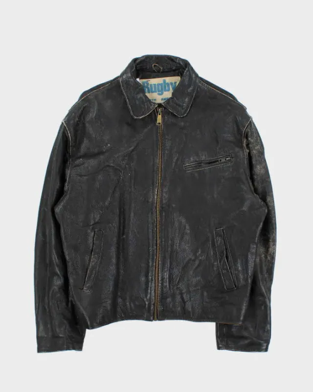 Vintage 80s Rugby Leather Jacket - L sold by Rokit