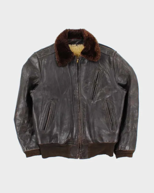 Vintage 50s/60s Leather Bomber Jacket - M sold by Rokit