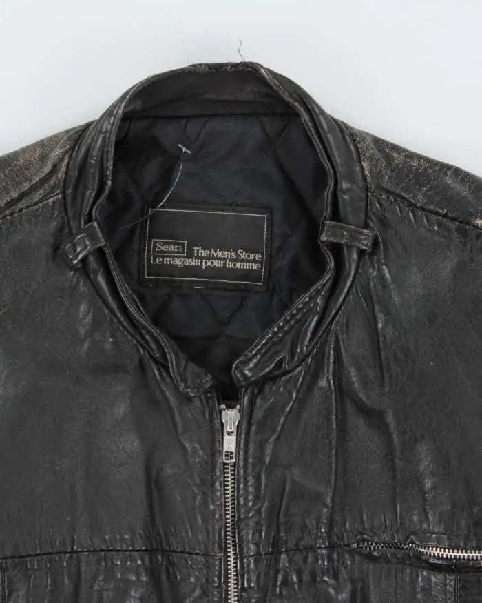 Vintage 1980s Sears Leather Cafe Racer Moto Biker Jacket - XL sold by Rokit product image thumbnail 3
