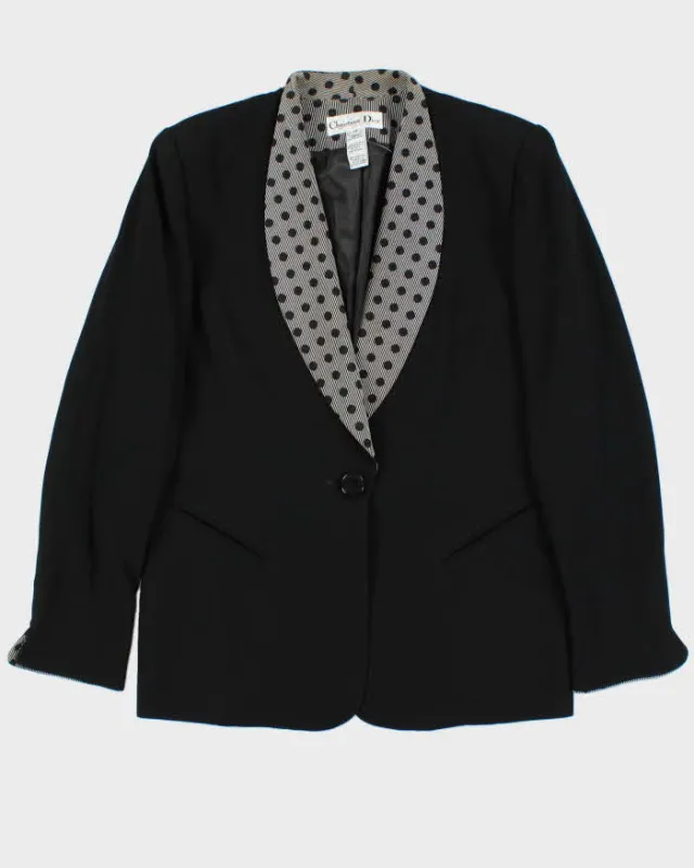 Vintage 1980s Black Christian Dior Polka Dot Oversized Women's Blazer - XL made by Dior