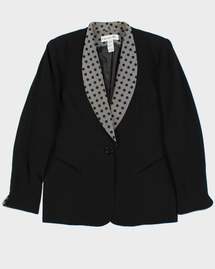 Vintage 1980s Black Christian Dior Polka Dot Oversized Women's Blazer - XL sold by Rokit