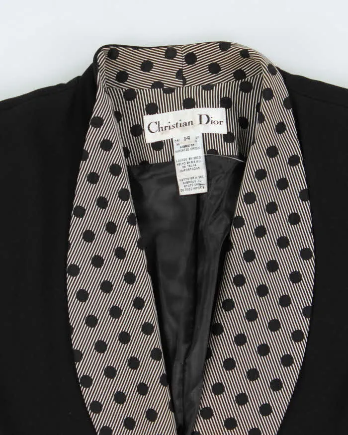 Vintage 1980s Black Christian Dior Polka Dot Oversized Women's Blazer - XL sold by Rokit product image thumbnail 3