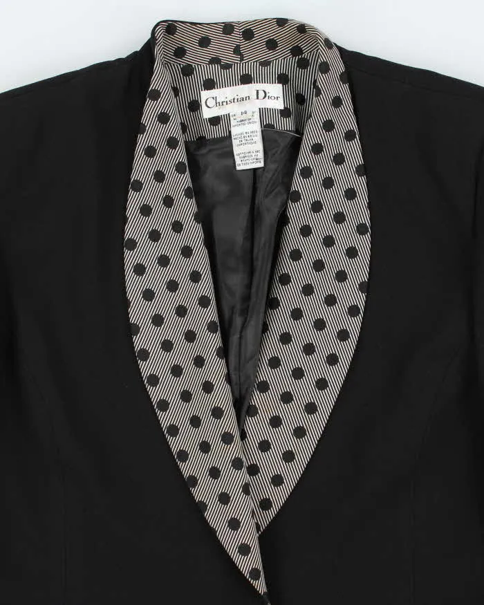 Vintage 1980s Black Christian Dior Polka Dot Oversized Women's Blazer - XL sold by Rokit product image thumbnail 4