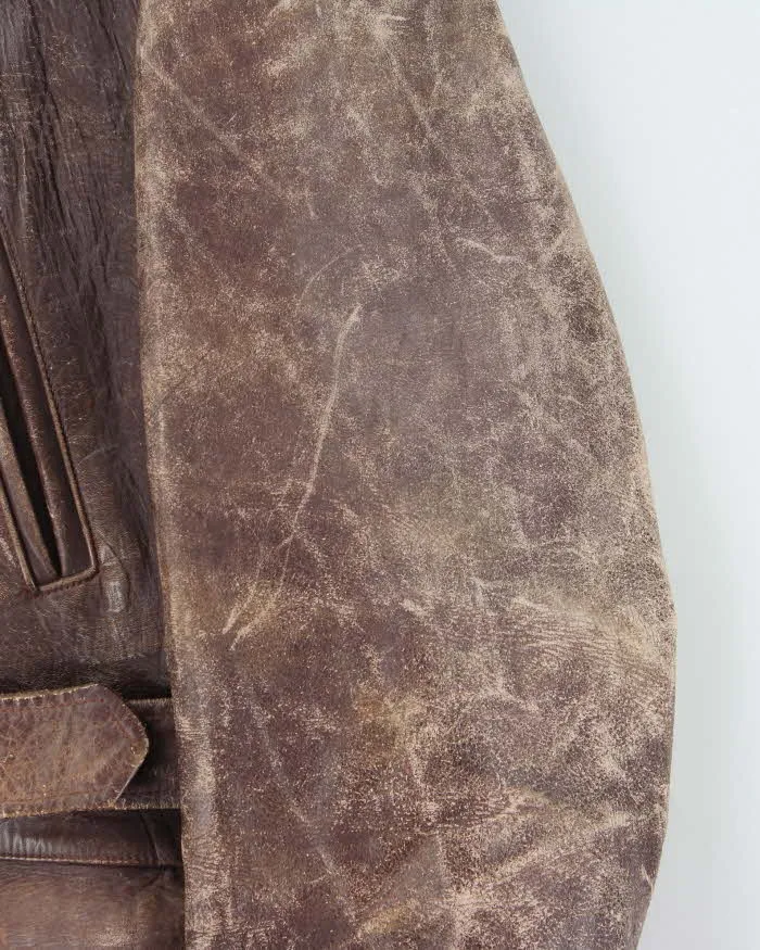 Vintage 1950s Sears Hercules Outerwear Steerhide Fur Collared Long Leather Jacket - XL sold by Rokit product image thumbnail 5