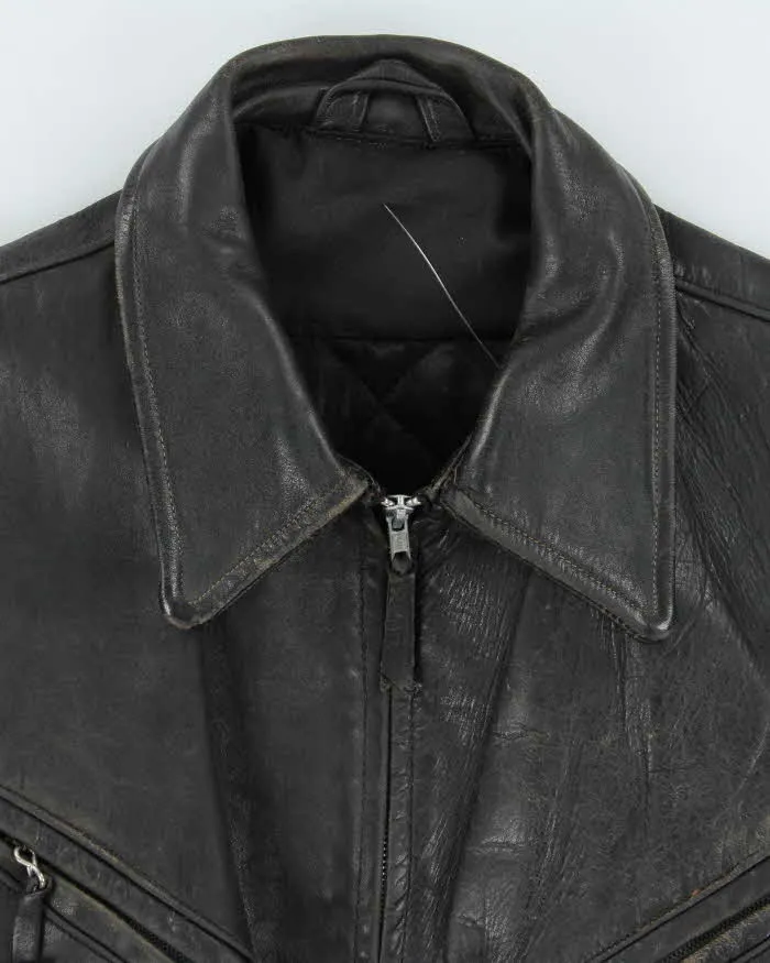 Vintage 1980s Black Quilt Lined Leather Biker Jacket - M sold by Rokit product image thumbnail 3