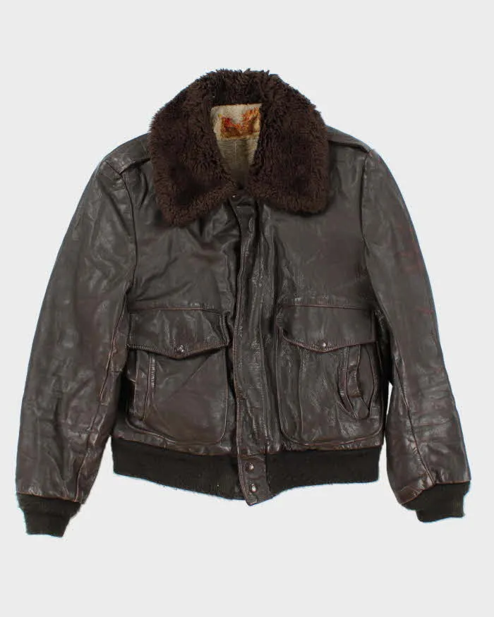 Vintage 50s Leather Bomber Jacket - S sold by Rokit