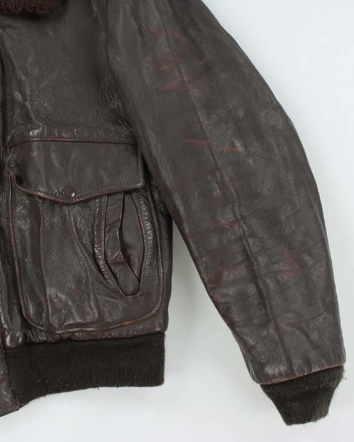 Vintage 50s Leather Bomber Jacket - S sold by Rokit product image thumbnail 4