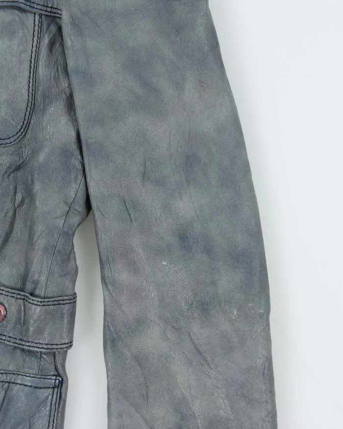 Vintage 1970s Aljac Ocean Blue Calfskin Long Leather Jacket - XL sold by Rokit product image thumbnail 5