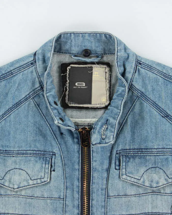 Vintage Y2K 00s G-Star Raw Embroidered Moto Denim Jacket - M sold by Rokit product image thumbnail 3