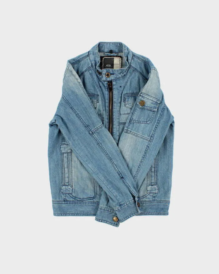 Vintage Y2K 00s G-Star Raw Embroidered Moto Denim Jacket - M sold by Rokit product image thumbnail 5