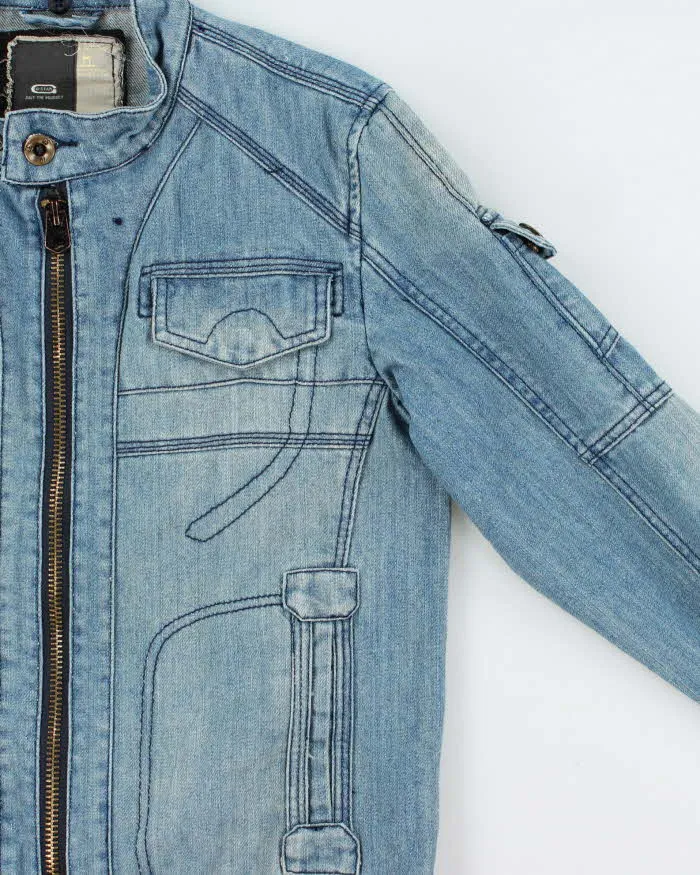 Vintage Y2K 00s G-Star Raw Embroidered Moto Denim Jacket - M sold by Rokit product image thumbnail 4