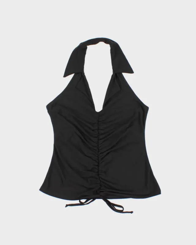 Vintage Y2k 00s Wrapper Collared Ruched Halter Top - M sold by Rokit