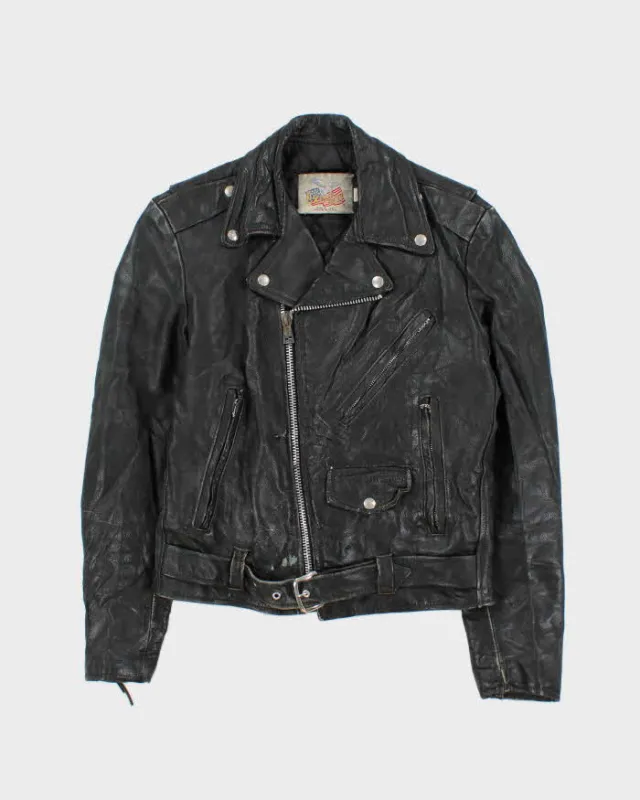 Vintage 1980s Black Excelled Made In U.S.A Leather Biker Jacket - S sold by Rokit