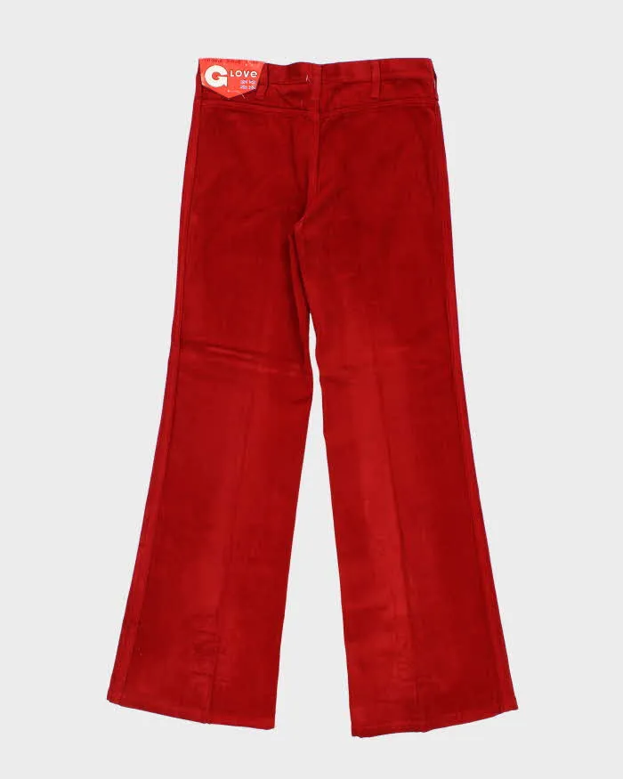 DSWT Vintage 1970s Women's Glove British Red Velour Flared Trousers - W32 L34 sold by Rokit product image thumbnail 2