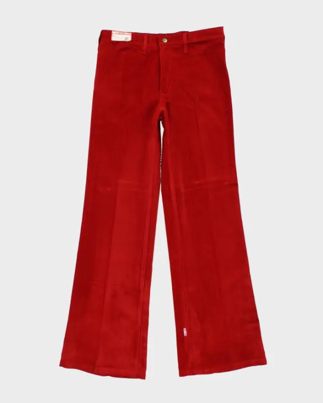 DSWT Vintage 1970s Women's Glove British Red Velour Flared Trousers - W32 L34 sold by Rokit