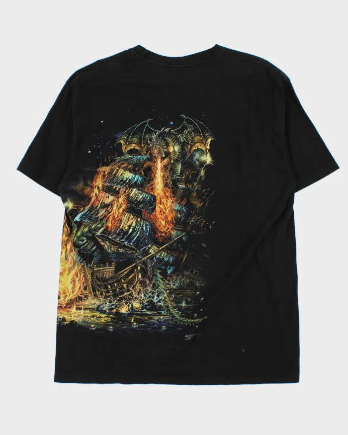 Vintage 90s Dragon Graphic Black Crewneck T-Shirt - XL sold by Rokit product image thumbnail 2