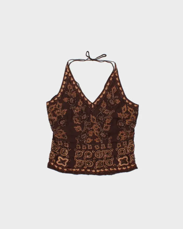 Vintage Y2k 00s Le Chateau Beaded Halter Neck Top - S sold by Rokit