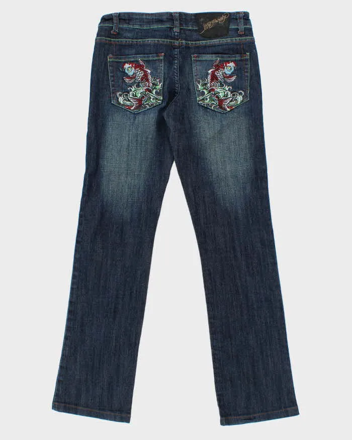 Vintage Y2K 00s Women's Ed Hardy Embroidered Slim Fit Jeans - W26 L30 sold by Rokit product image thumbnail 2