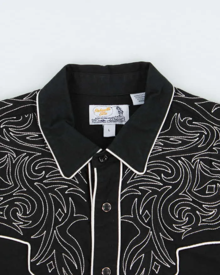 Vintage 00s Black Embroidered Snap Button Western Long Sleeve Shirt - L sold by Rokit product image thumbnail 3