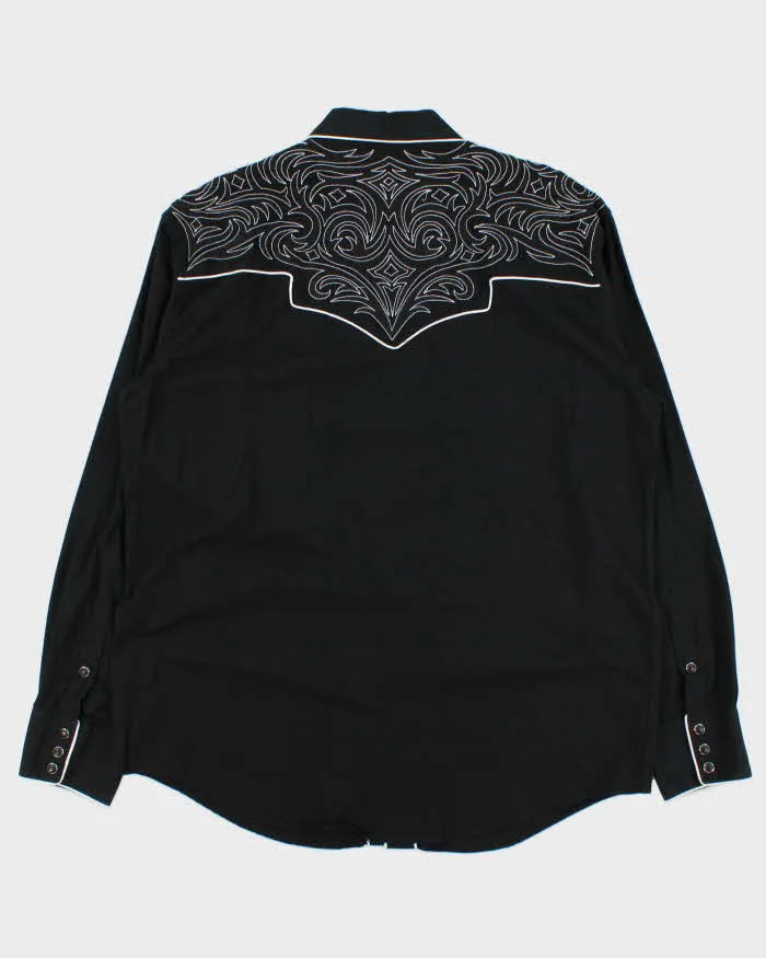 Vintage 00s Black Embroidered Snap Button Western Long Sleeve Shirt - L sold by Rokit product image thumbnail 2