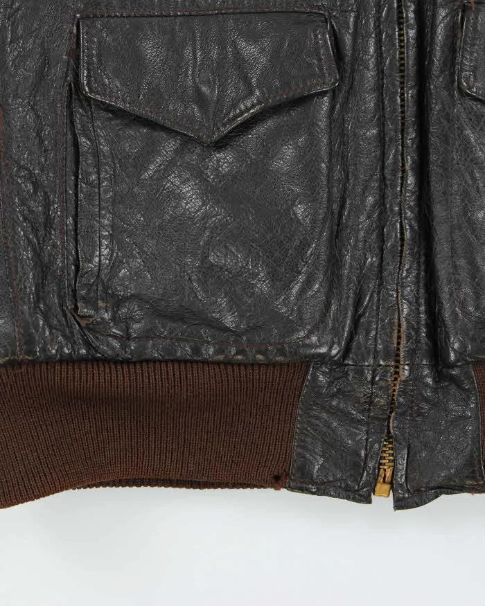 Vintage 1990s Brown Shearling Leather G1 Type Flight Jacket - L sold by Rokit product image thumbnail 5