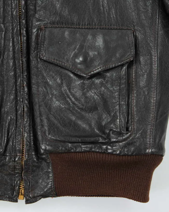 Vintage 1990s Brown Shearling Leather G1 Type Flight Jacket - L sold by Rokit product image thumbnail 4