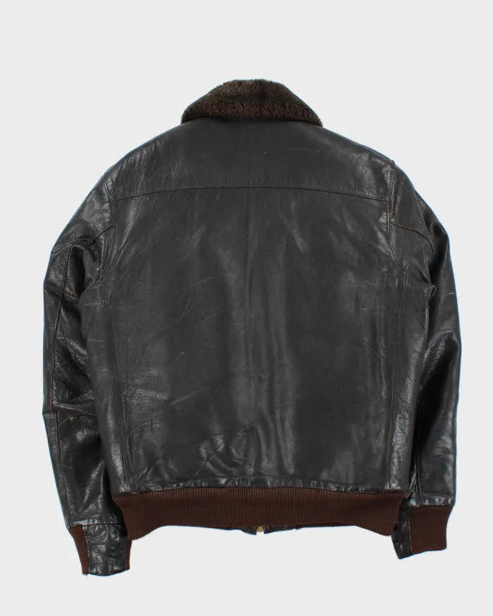 Vintage 1990s Brown Shearling Leather G1 Type Flight Jacket - L sold by Rokit product image thumbnail 2