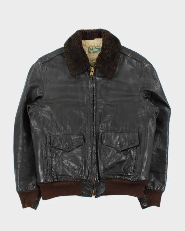 Vintage 1990s Brown Shearling Leather G1 Type Flight Jacket - L sold by Rokit