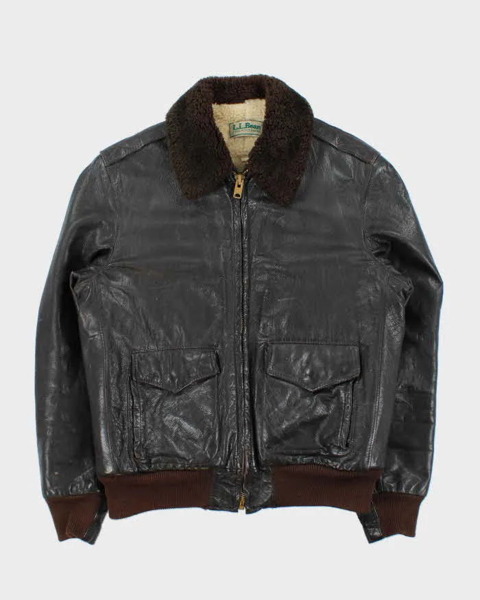 Vintage 1990s Brown Shearling Leather G1 Type Flight Jacket - L sold by Rokit