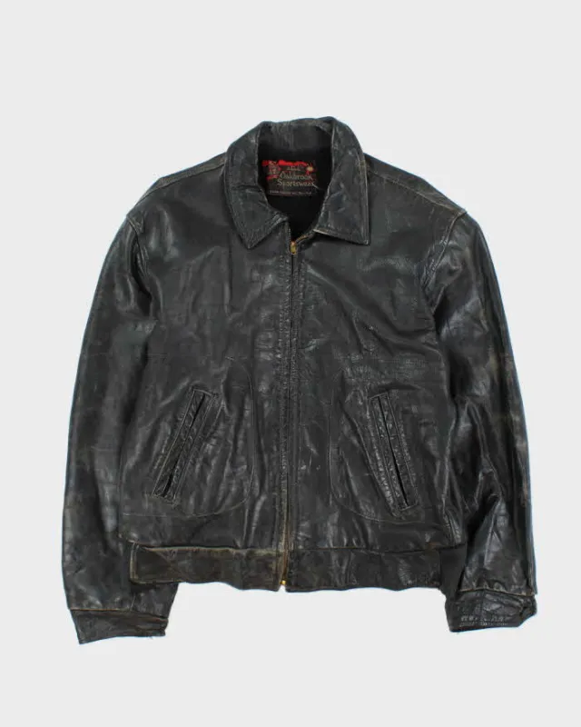 Vintage 1950s Sears Oakbrook Leather Steerhide Biker Jacket - L sold by Rokit