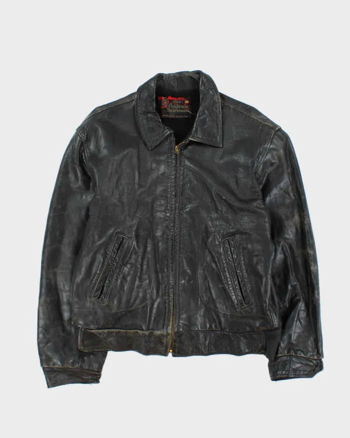 Vintage 1950s Sears Oakbrook Leather Steerhide Biker Jacket - L sold by Rokit