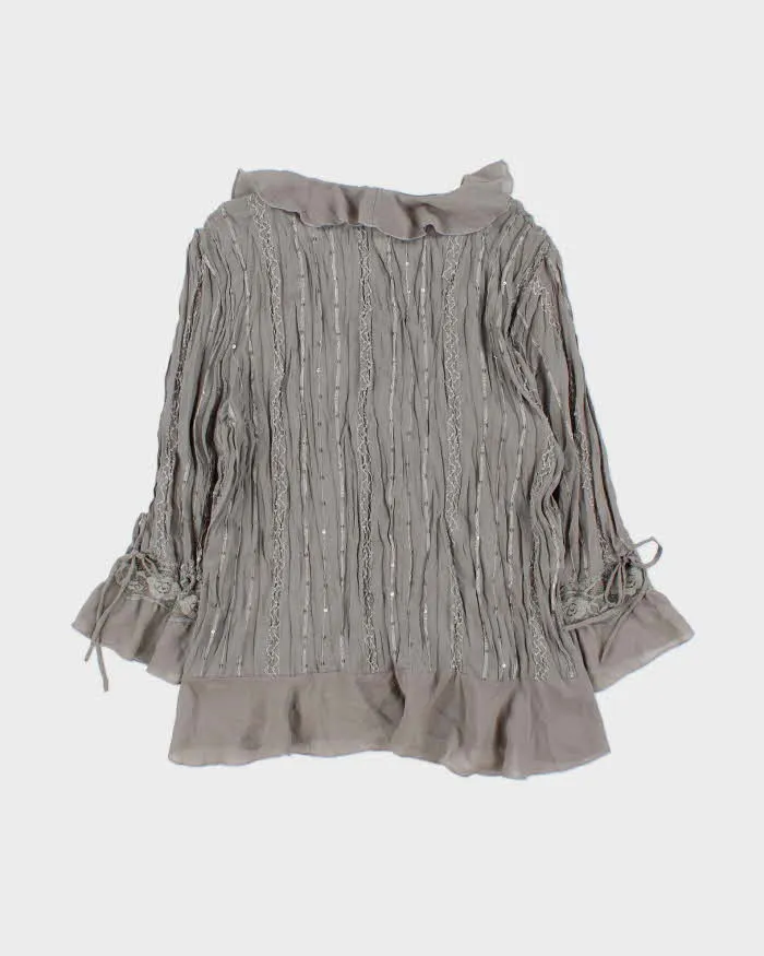 Vintage Y2k 00s Piano Crinkle Sequin Blouse - L sold by Rokit product image thumbnail 2