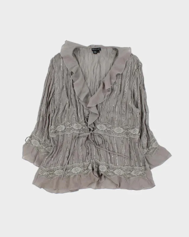 Vintage Y2k 00s Piano Crinkle Sequin Blouse - L sold by Rokit